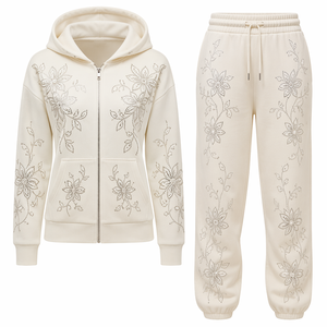 ชุดวอร์มประดับเพชรน้ำหนักเบา สวมใส่สบาย ออกแบบเรียบง่าย โลโก้สั่งทำได้ วัสดุโพลีเอสเตอร์/คอตตอน สำหรับผู้หญิง ฤดูหนาว - Product Image 5