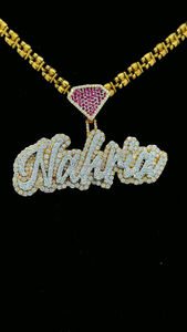 ฮิปฮอปผ่านเพชรน้ำแข็งออกประกันเพชรจี้ชื่อที่กำหนดเอง VVS Moissanite ตัวอักษรสองโทนสีทองและเงินของขวัญเครื่องประดับ - Product Image 2