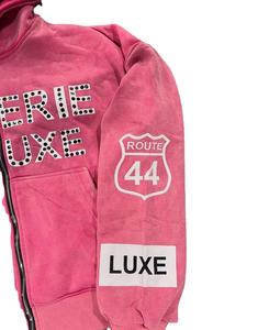 Personalizado de los hombres de peso pesado de algodón Zip Hoodie Sunfaded ácido lavado francés Terry Streetwear Rhinestone Zip Boxy Fit sudaderas con capucha de gran tamaño - Product Image 5