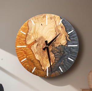 Reloj de pared decorativo de madera y resina epoxi para regalo y decoración del hogar. Reloj de alta calidad hecho a mano para restaurante y hotel. - Product Image 1