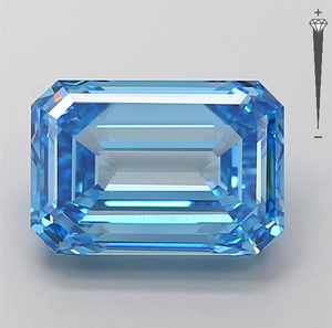 Diamant de laboratoire CVD 3,42 CT, taille émeraude, couleur bleu vif fantaisie, clarté VVS2, certifié IGI, référence 722540383 ROYAL GEMS pour la joaillerie - Product Image 1
