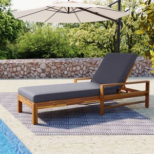 Chaise longue à dossier réglable en bois d'acacia U_Style pour les jardins, les terrasses et la piscine-Chaise longue d'extérieur - Product Image 1