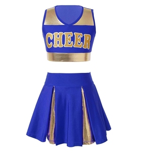 Ensemble d'uniforme de cheerleading noir deux pièces : Crop top dos nu et jupe plissée avec imprimé CHEER – Vente en gros directe usine, prix compétitifs, MOQ - Product Image 4