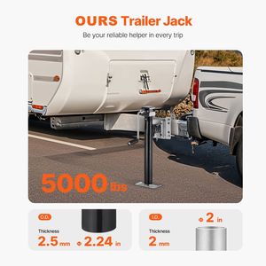 Martinetto Girevole Rinforzato da 5000 Libbre con Capacità di Carico Dinamico, Montaggio a Bullone, con Maniglia di Sollevamento da 14,3 Pollici per Rimorchi da Viaggio - Product Image 2