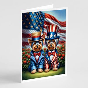All American Yorkshire Terrier Whimsical A7 Tarjetas de felicitación Paquete de 8 tarjetas de nota en blanco con sobres Tamaño 5x7 - Product Image 1