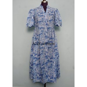 Vestido Mini Tipo Canguro de Algodón Puro para Mujer, Estampado Floral Hecho a Mano, Estilo Casual para el Día a Día, Ropa Informal para Fiestas, Estilo Dulce con Patrón Sólido - Product Image 3