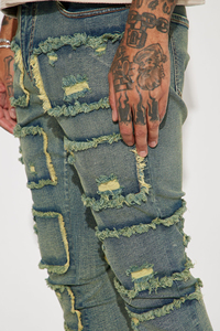 Jeans en denim décontractés pour hommes, coupe évasée haute, couleur foncée, vente en gros à prix bas, meilleur design, personnalisables, meilleures ventes, avec logo de marque personnalisé - Product Image 6