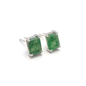 Boucles d'oreilles clous octogonales en quartz fraise vert naturel, argent sterling 925, bijoux minimalistes en pierres précieuses, cadeau délicat pour femme, soirée - Product Image 6