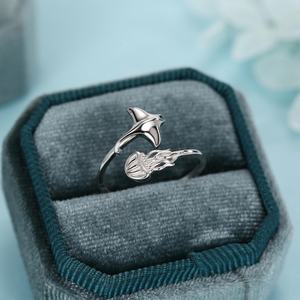 925 Sterling <b>Silver</b> 14K Gold Plated Christian Minimalist Manta Ray Jellyfish Open <b>Ring</b> Women's/Unisex Anniversary Gift Fine - Product Image 3