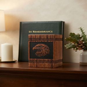 Voxo International Wooden Cremation Urn Brown 200 Cubic Inch Adult <b>Memorial</b> <b>Keepsake</b> <b>Box</b> Customizable Designs 1 Year Warranty - Product Image 6
