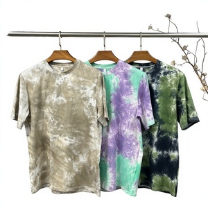 <b>Tie</b>-Dye Short Sleeve Men's T-Shirt 100% Cotton Regular Fit O-Neck Casual Jersey <b>Knitted</b> Breathable Patterned Design - Product Image 1