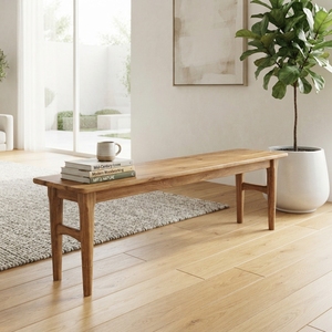solid wood long <b>bench</b> wooden long <b>bench</b> minimalist dining <b>bench</b> natural wood grain seating <b>bench</b> tapered leg wooden <b>bench</b> modern - Product Image 2