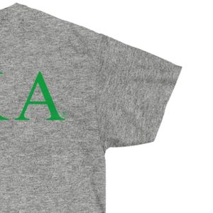 Camiseta de manga corta para mujer Heather Grey con estampado de letras verdes, camiseta informal de algodón con cuello redondo, camiseta de moda de verano, suave y cómoda - Product Image 2