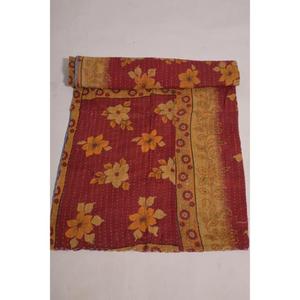 Couverture Kantha florale vintage faite à la main en coton, jeté réversible indien bohème, couvre-lit lavable, décoration - Product Image 4