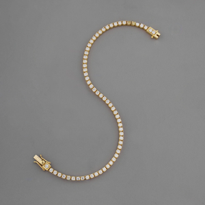 Pulsera de tenis chapada en oro de 18 quilates con diamantes de talla brillante redonda, engaste en canal, estilo clásico unisex, joyería de aleación. - Product Image 4