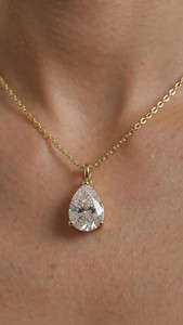 Pendentif chaîne en diamant de laboratoire taille poire 5 carats, or jaune 14 carats, certifié IGI, bijoux de luxe pour mariage, cadeau de Apricot Jewels - Product Image 4