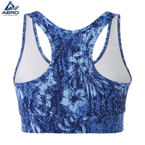 Graphic Print <b>Blue</b> Oceanic Motif Breathable OEM ODM Service Good Supplier New Trendy Comfortable Women Gym Fitness Wear <b>Bra</b> - Product Image 3