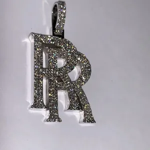 จี้เพชรโมอิสซาไนต์รูปตัวอักษร ตัวอักษรคู่ ชุบทอง เงินแท้ 925 ประดับเพชร สไตล์ฮิปฮอป เครื่องประดับผู้หญิง ทิชยา - Product Image 2