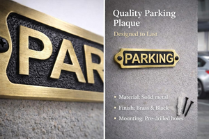 Vintage Brass Parking Door Sign Decorative Metal Parking <b>Name</b> <b>Plate</b> Wall Mounted Garage Parking Plaque for Home Office Building - Product Image 3