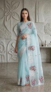 Sari Prayosha de Organza Cristalina para Mujer, Largo hasta el Suelo, de Secado Rápido, con Materiales Reciclados, para Bodas, Fiestas de Graduación, Ajuste Regular - Product Image 6