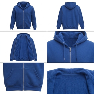 Sudadera con capucha de forro polar grueso con cremallera completa, capucha con cordón ajustable y puños acanalados - Product Image 4