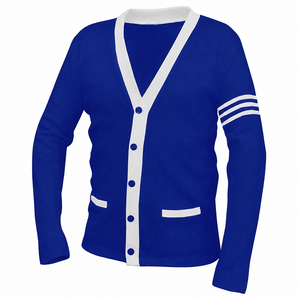 Custom Logo Sorority <b>Cardigan</b> <b>Men</b> Private Label Embroidered Knit Sweater Autumn Striped 100% <b>Wool</b> <b>for</b> Retail Brands - Product Image 4