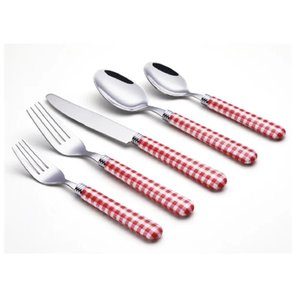 Nouvel ensemble de couverts décoratifs en métal avec manche en résine rouge, plaqué argent, pour la maison et les hôtels - Product Image 1