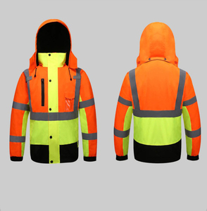 Chaqueta Acolchada Impermeable de Alta Visibilidad para Hombre con Capucha y Cierre de Cremallera, Exterior de Poliéster/Algodón, Bolsillos, Abrigo de Invierno - Product Image 3