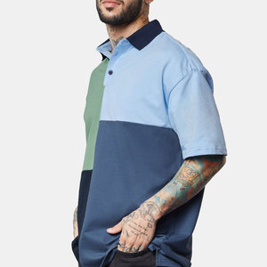 Polo de Algodón con Bloques de Color para Hombre, Manga Corta, Estilo Casual Oversize, Ropa de Moda para Adultos - Product Image 5