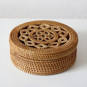 Encantadora caja de almacenamiento de ratán, organizador de mesa, contenedor para dulces y té, cajas tejidas de alta calidad - Product Image 4