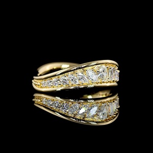 Anillo de Diamantes Personalizado con Certificado IGI de 0.5 Quilates, Corte Pera, Marquesa y Princesa, Oro Amarillo Sólido, Anillo de Boda Único - Product Image 1