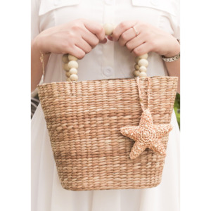 Nouveau produit : Sac tressé en paille style bohème, peint à la main, sac de plage d'été en jonc de mer de HNH Craft Vietnam - Product Image 6