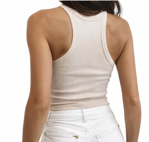 Débardeur côtelé court pour femme en coton 100% de haute qualité, avec logo personnalisé et imprimé en forme de U - Product Image 2