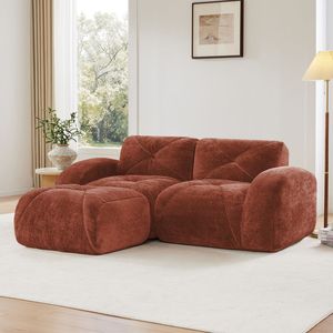 Divano Ergonomico a L Senza Struttura in Velluto Morbido con Design Trapuntato, Spugna ad Alta Densità 32D, Nessun Montaggio Richiesto per Soggiorno - Product Image 2