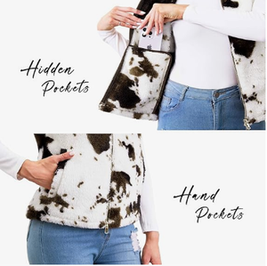 Gilet en polaire léger SBEA IMPEX pour femme, motif vache, fermeture éclair, sans manches, style streetwear, vêtement d'extérieur d'hiver - Product Image 4