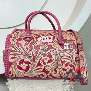 กระเป๋าเดินทางหนังแท้ลายไพ่ 777 แบบสะพายข้าง รุ่นใหม่มาแรง ขายดี - Product Image 1