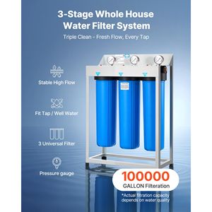 Sistema di filtraggio acqua per tutta la casa a 3 stadi 4.5'' x 20'' Depuratore d'acqua domestico con sedimenti KDF CTO, riduce i contaminanti pesanti - Product Image 2