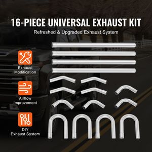 Kit Universale di Scarico in Titanio 16 Pezzi, Tubo Grande in Acciaio Zincato Antiruggine, Sistema di Scarico Fai-da-Te - Product Image 2