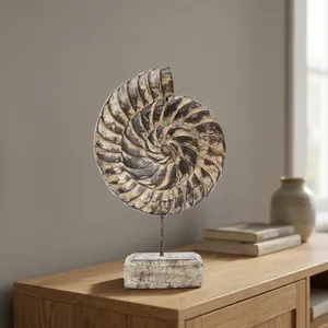 Vintage Wooden Handcrafted Spiral Block Sculpture on Stand Decorative Table Display for <b>Sideboard</b> Console Coffee Table - Product Image 4