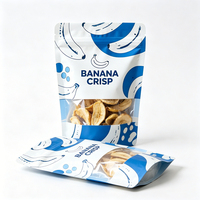 Sachets Doypack Personnalisés avec Logo, Fermeture Zip et Fenêtre Mate pour Chips de Banane Séchée 150g – Emballage de Vente au Détail pour Chips de Banane