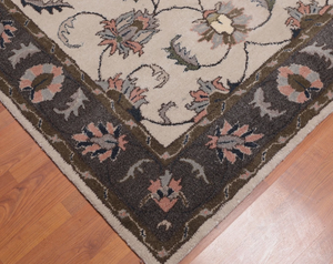 Tapis oriental traditionnel fait main 100% laine 5x8 beige pour salon, chambre d'enfant, hôtel et salle commerciale - Product Image 4