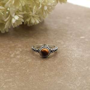 Natural Tiger's Eye Gemstone Bezel <b>Set</b> 925 Sterling <b>Silver</b> Plated Adjustable Dainty Antique Boho Daily Wear Statement <b>Ring</b> for - Product Image 1