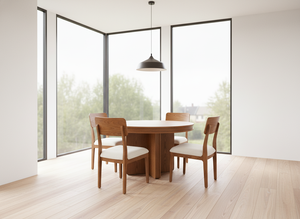 Ensemble de table à manger ronde moderne en frêne massif avec 4 chaises - Durable, facile à nettoyer, léger - Product Image 5