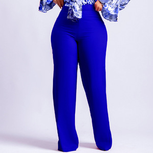 High Waisted Wide Leg Pants Women Solid Color Crepe Elastic Waist Full Length Casual Spring Style Pink <b>Trousers</b> - Product Image 3