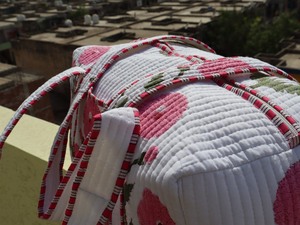 2026 Cotton Quilted Duffle <b>Tote</b> Shoulder <b>Bag</b> Geometric Eco-Friendly Two Straps <b>Canvas</b> Lining <b>Zip</b> Fashionable Overnight Washable - Product Image 4