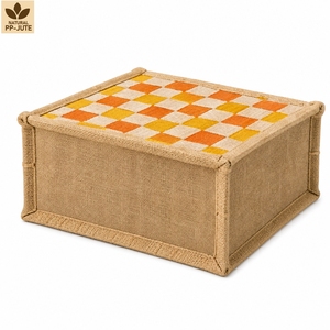Bolsa de Yute Promocional, Yute Natural con PP, 21 x 23 x 15 cm, Impresión a 2 Colores en Ambos Lados, Asa de Cinta de Algodón, Logotipo Personalizado, Venta al Por Mayor - Product Image 4
