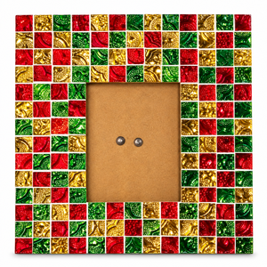 Marco de Fotos con Incrustaciones de Mosaico Rojo, Verde y Dorado, con Azulejos Cuadrados Decorativos, Decoración Colorida para el Hogar, Proveedor Mayorista - Product Image 1