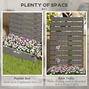 "Dark Gray Plastic <b>Planter</b> <b>Box</b> with Trellis for Climbing Plants & Outdoor Garden" - Product Image 4