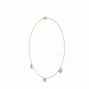 Collier chaîne à maillons Fleur De Trois en diamant de laboratoire, or rose 18 carats, 63 pièces, pendentif de fiançailles pour femme - Product Image 2