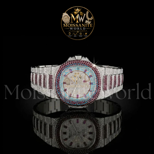 Reloj de Lujo para Mujer con Moissanita, 36 mm, Redondo, Analógico, Cuarzo, Correa de Acero Inoxidable, Bisel con Diamantes, Cierre Plegable - Product Image 2